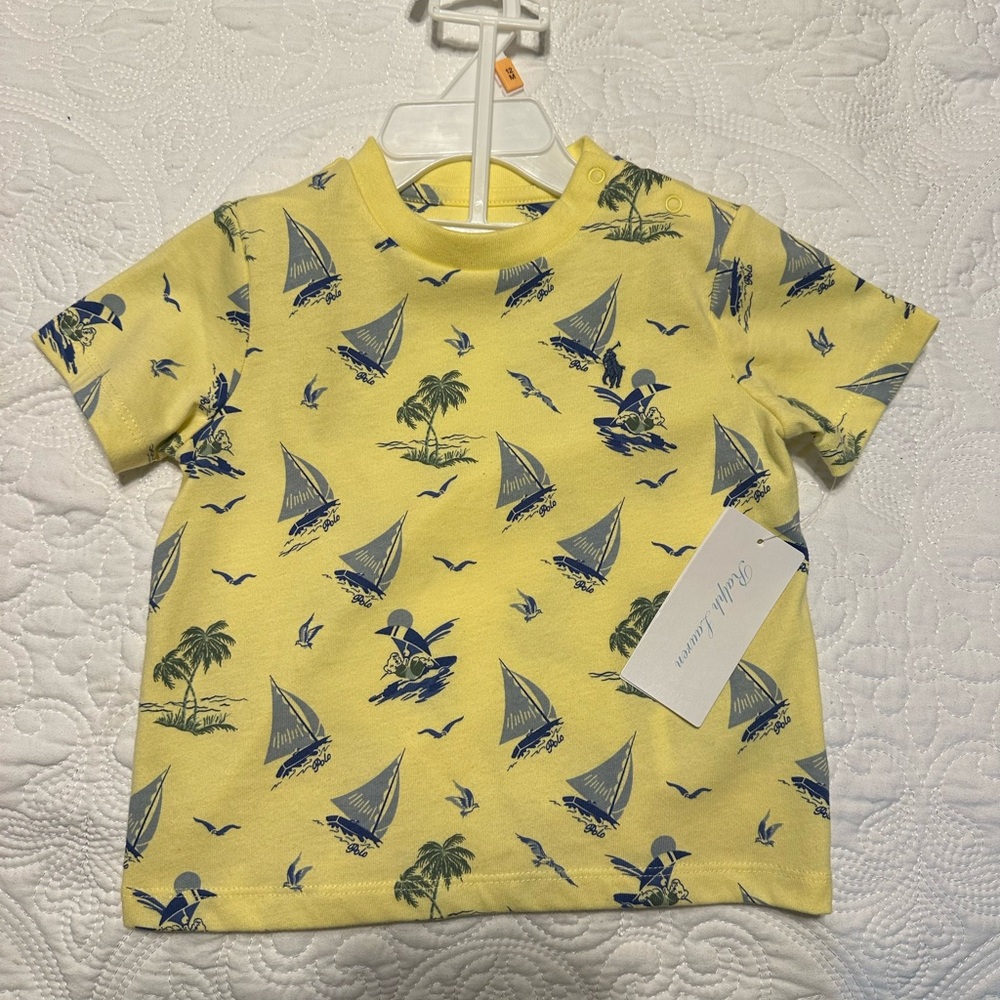 Yellow Sailboat Print Kids Shirt